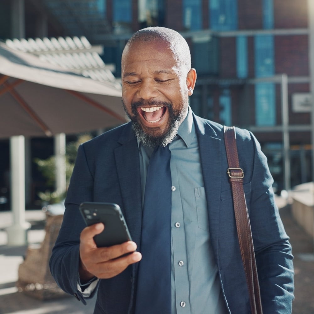 Sales employee celebrating